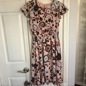 Ann Taylor LOFT pink floral midi dress